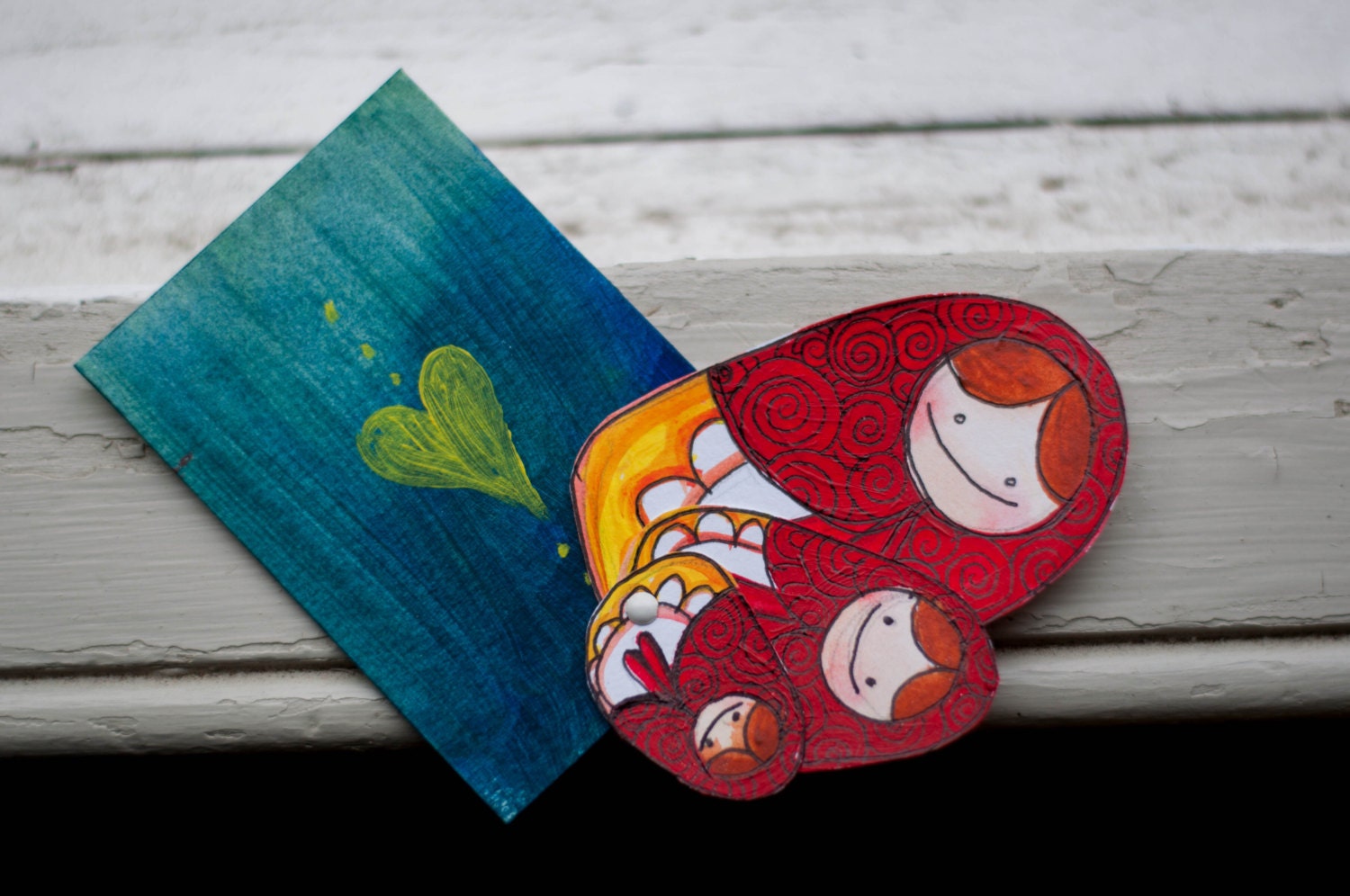 Happy LOVE  - Acrylic Russian Doll ACEO