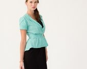 Liana teal knit Blazer / Short sleeve spring jacket  - xsmall, small, medium, large, xlarge, Custom sizing