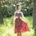 Vintage Floral Skirt... Summer Weight... Jewel Tones.... Midi Length... TREASURE (large)