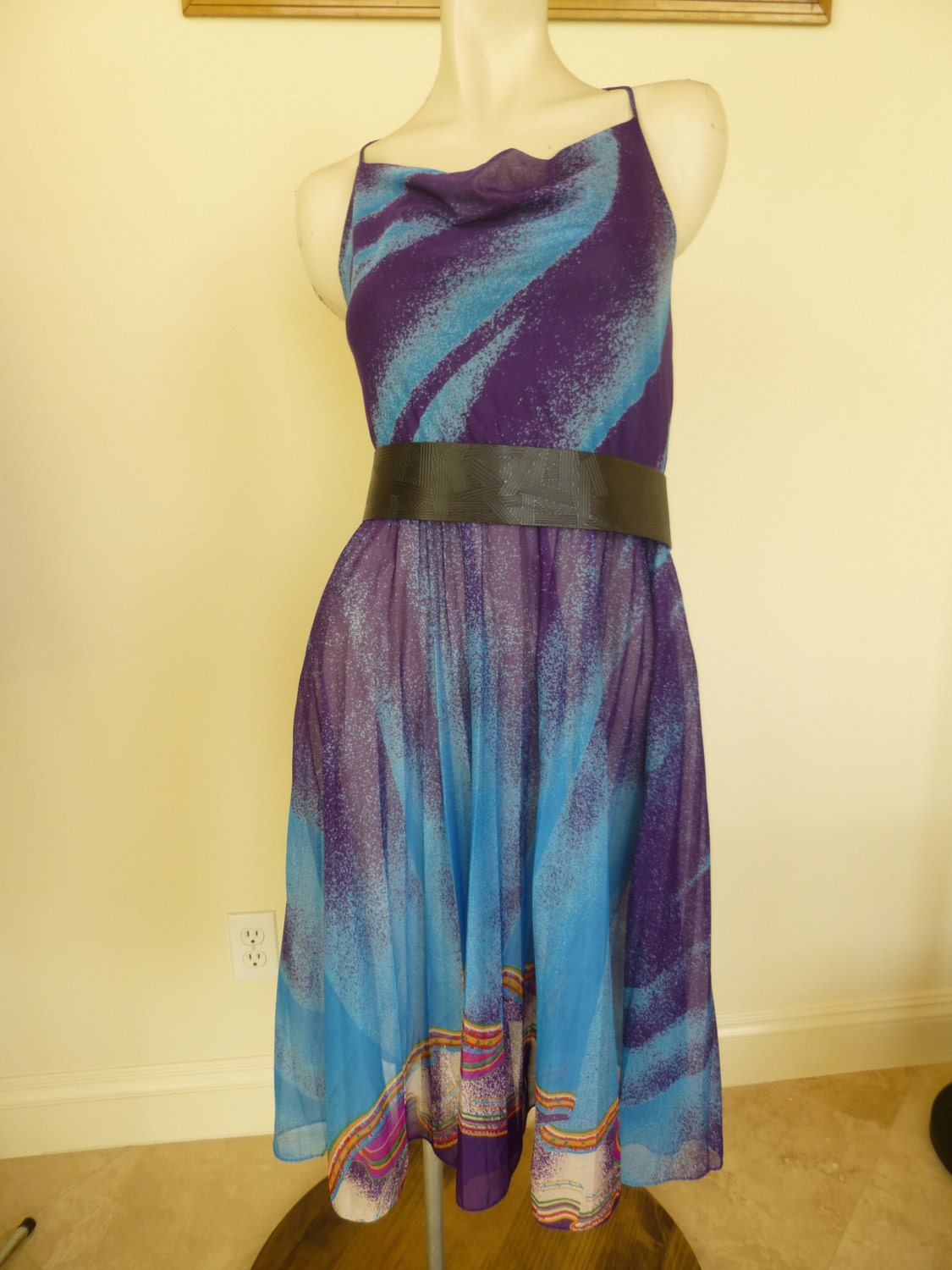 Vintage 1970's  Summer Dress Rainbow Colors