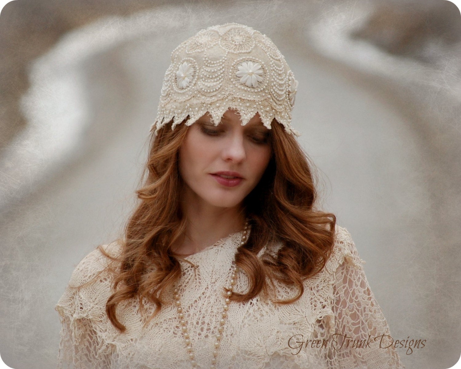 1920s Style Flapper Wedding Cap Veil - Daisy