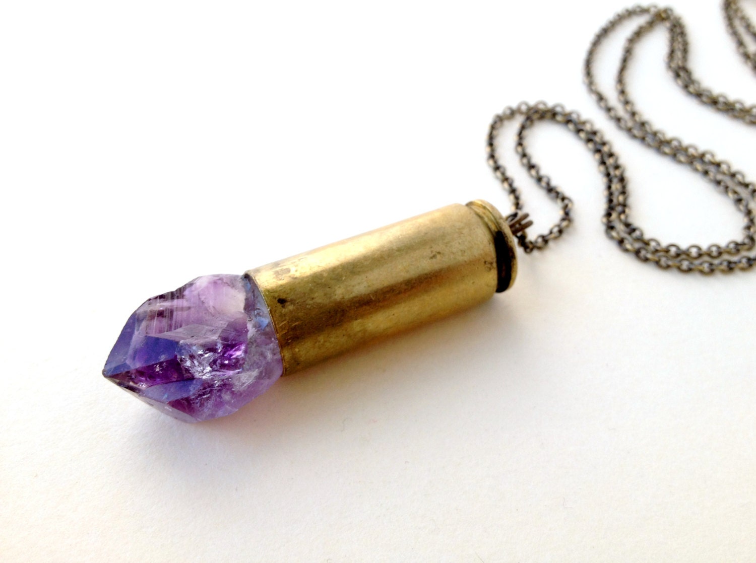 XL Amethyst Bullet Necklace- OOAK