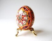 Pysanka, batik egg on chicken egg shell, Ukrainian Easter egg, hand painted egg