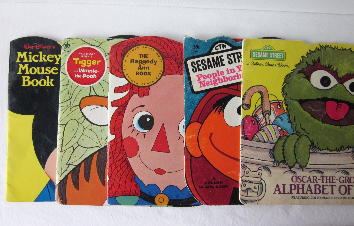 Children's Golden Shape Book Collection - Mickey, Tigger, Sesame Street, Raggedy Ann