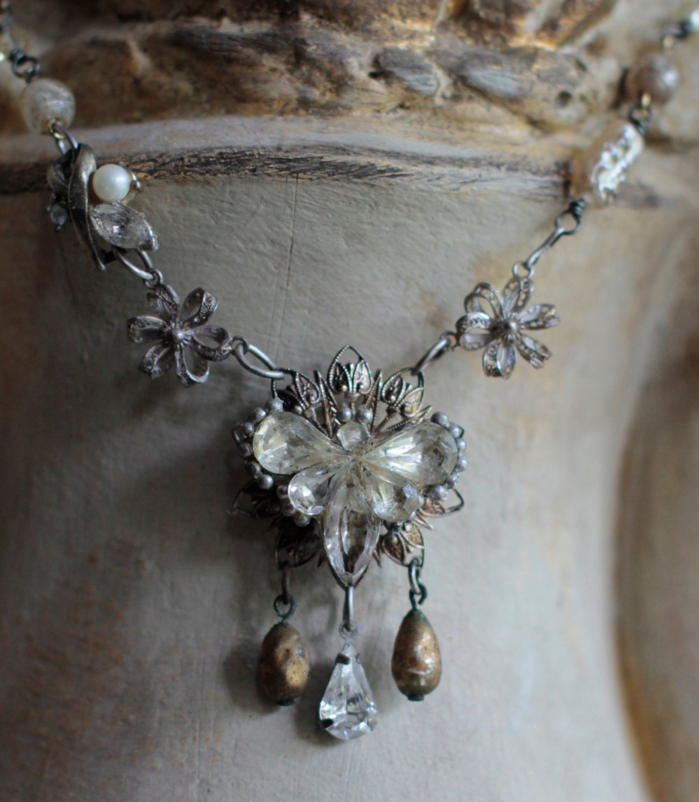 Butterfly Kisses - assemblage necklace