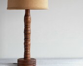 Vintage Handmade Wood Spindle Table Lamp / Rustic Wooden Lamp / Cabin Decor