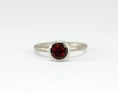 Deep Red Natural Mozambique Garnet Ring -Sterling Silver, 14k Gold - Wedding Engagement Promise Ring - Custom Made to Order - Free Shipping