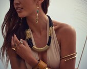 TURQUOISE CAGE /// Earthy Brass, Turquoise, Bone /// Boho Tribal Earrings
