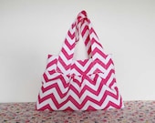 candy pink chevron hobo tote bag -- the amber
