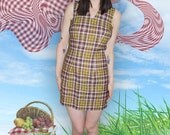 90s does 70s womens plaid print mini dress size medium