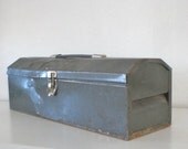 Vintage Metal Toolbox Long Red Tray