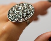 sterling silver statment art ring - large sculptural statment ring -  "raindrops at sea" handmade by lolide