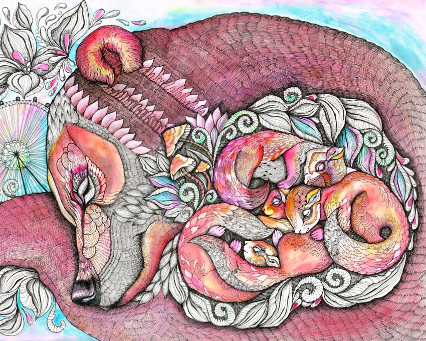 Kozo bear - animal artwork print, size 10"x8" (No. 41)