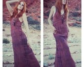 Vintage 30s Bias Cut Silk Tie Dye Maxi Dress Size Small Mauve Rose Grey