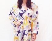 SHEER Floral Daisies Dress Sm S Med M Midi Dress 70s Bohemian RARE Hippie Luxe Festival SUMMER India Exotic Grunge