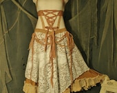 the pirate ghosts wedding dress        offwhite and skin tan color corset fairytail rococo lacedress in organic cotton rayon and lace