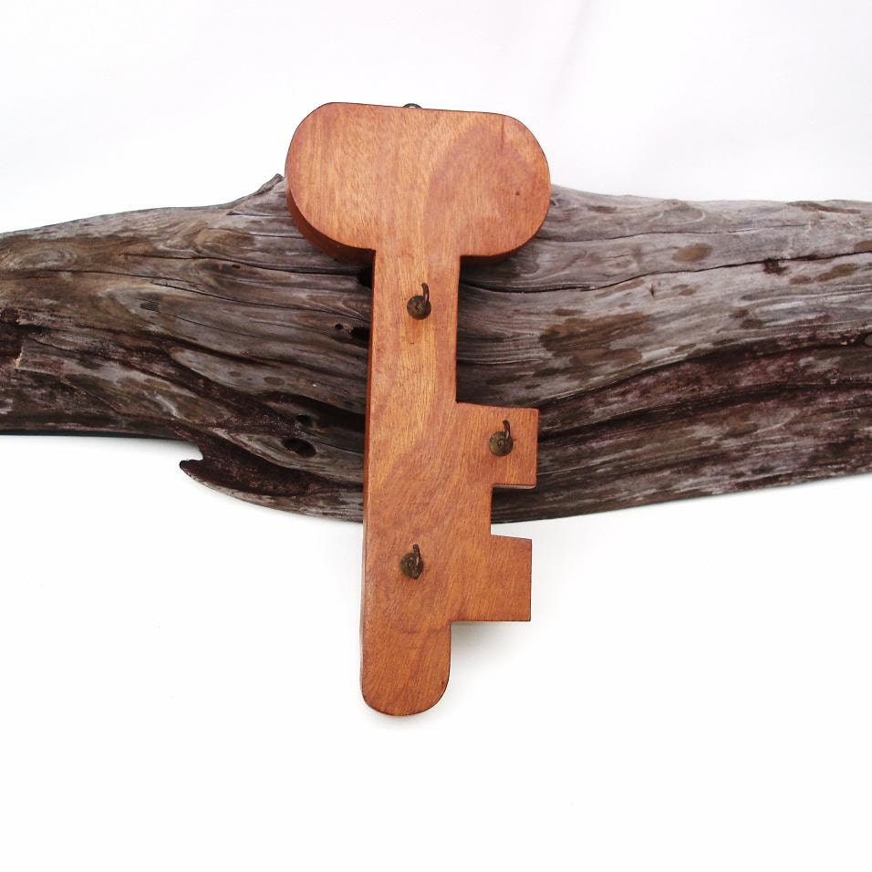 Wooden Key Rack Wall Key Holder / Large Wooden Key / Brown / Rustic Home Decor /