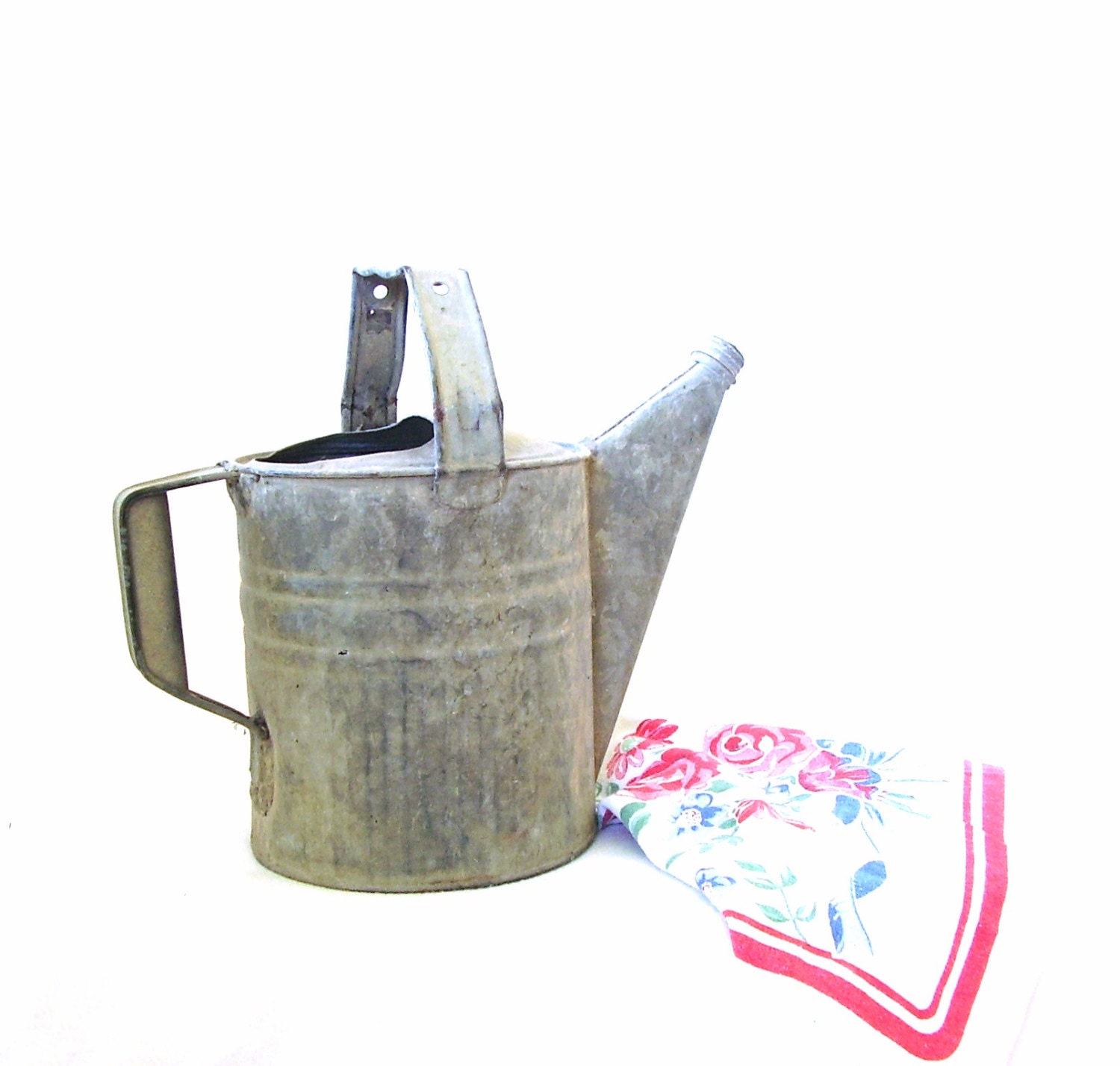 Vintage Watering Can Rustic Garden Tools Galvanized Steel