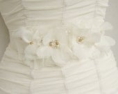 Bridal Sash, Ivory Floral Beaded Wedding, Ivory Floral Bridal Sash, Beaded Bridal Sash