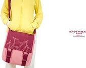 Design Messenger Bag - Giraffe ( Carmine - Pink / Handmade / Cotton / Yarn / Unisex / Shoulder bag / Diaper bag ))