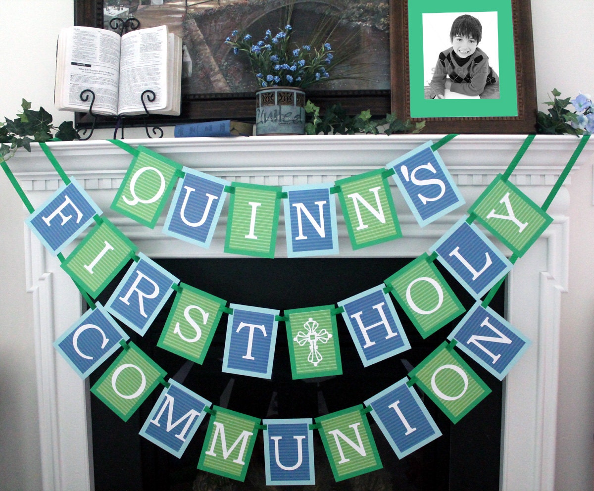 personalized for boy first holy communion banner