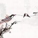 Collage & Mixed Media, Animals painting,  Birds decor, Original watercolor Ink drawing