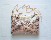 MERMAID Sequin Shoulder Bag. Blush and Silver Sequin Wedding Purse.