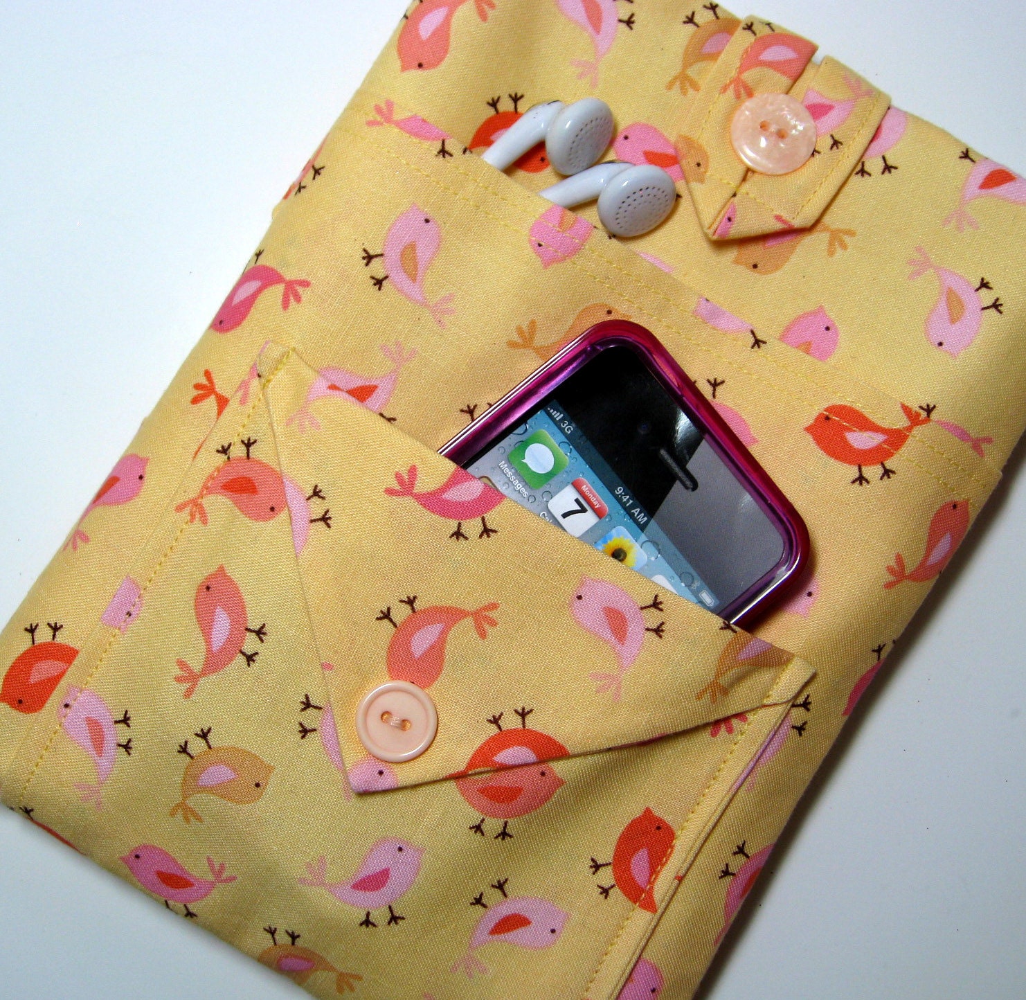 iPad cover iPad Mini case Kindle Cover Nook Kindle ereader cover Cute Birdies Secret Pocket