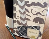 Jotter for Men:  Mustaches and Hats, Gray and Navy