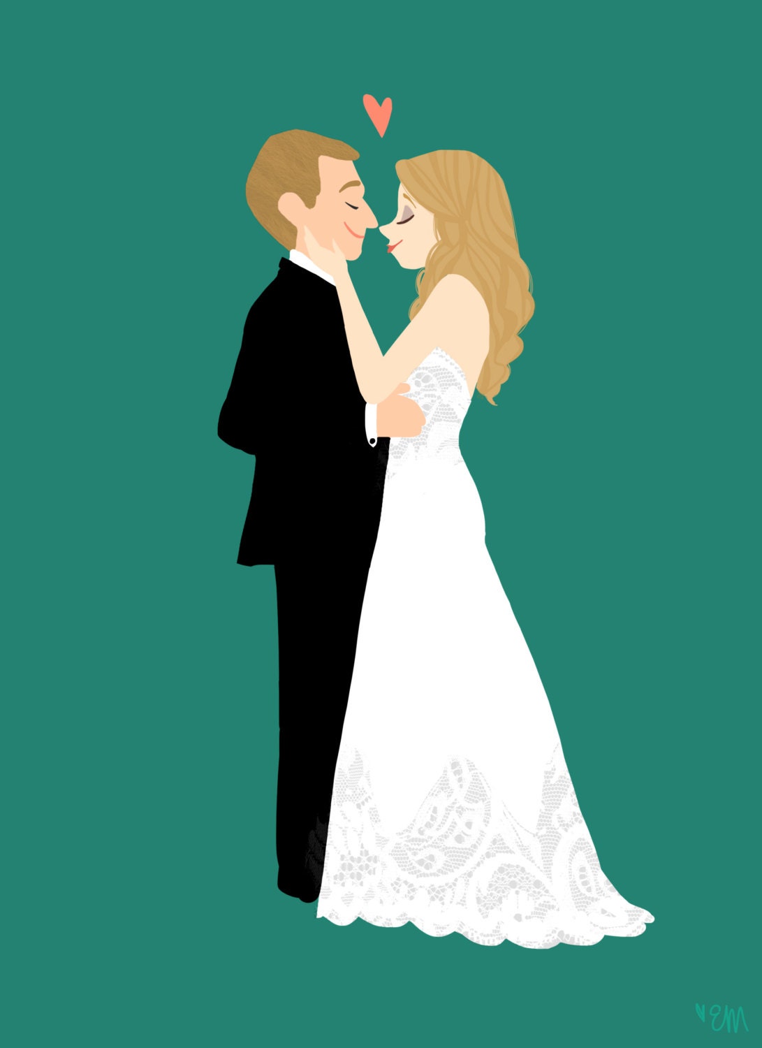 Custom Portrait on Canvas // Custom Couple Portrait // Custom Illustration // Bride and Groom // Personalized Gift