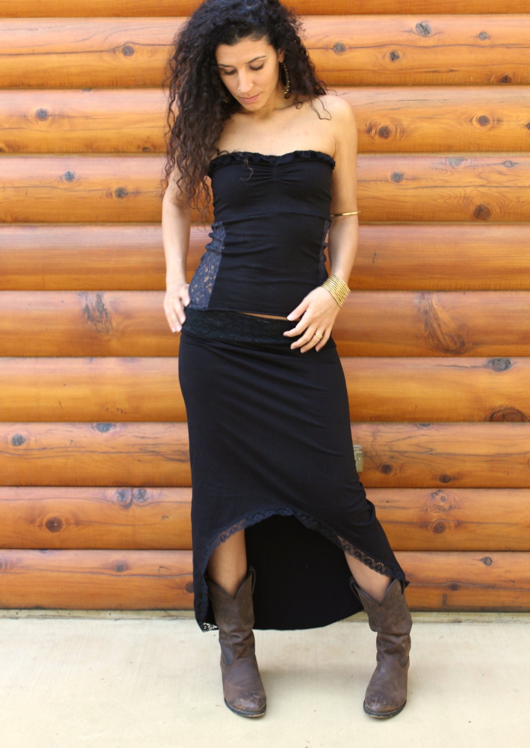 Kamala Ruffle Lace Top - Strapless - SteamPunk - Sweetheart Neckline