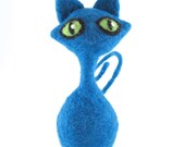 Blue Cat Needle Felted Cat Soft Sculpture Animal Ornaments