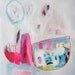 ABSTRACT painting, giclee print, pink, white, blue, modern painting