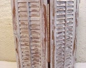 Vintage Wood Shutters White Shabby Decor Plantation Distressed Hand Painted