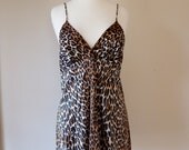 60's Vanity Fair Leopard Animal Print Nylon Short Nightie Top Lingerie 36 L XL