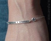 For This Child I Prayed - Personalized Dainty Sterling Silver Quote Bracelet - Adoption Jewlery