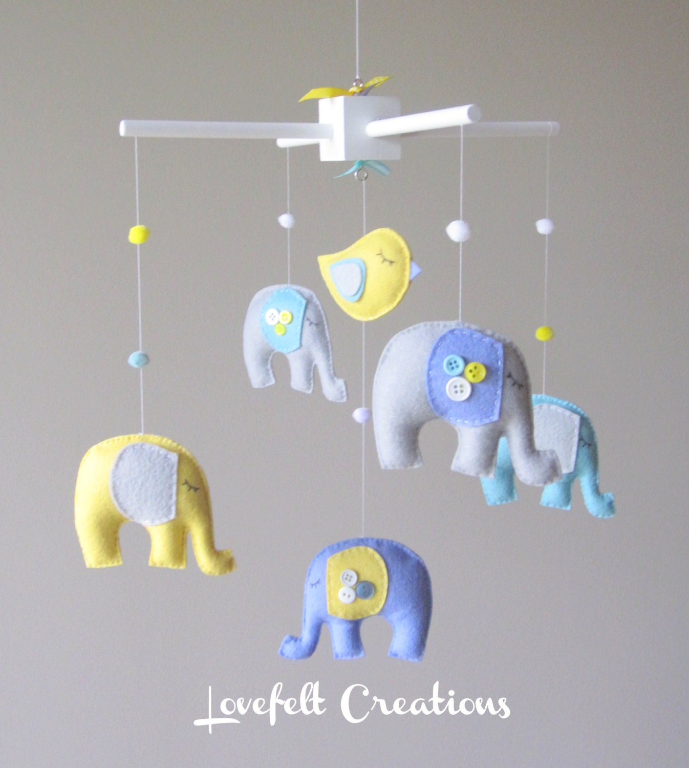 Baby mobile - Baby crib Mobile - Elephant Mobile -Bird Mobile - You can PICK YOUR COLORS