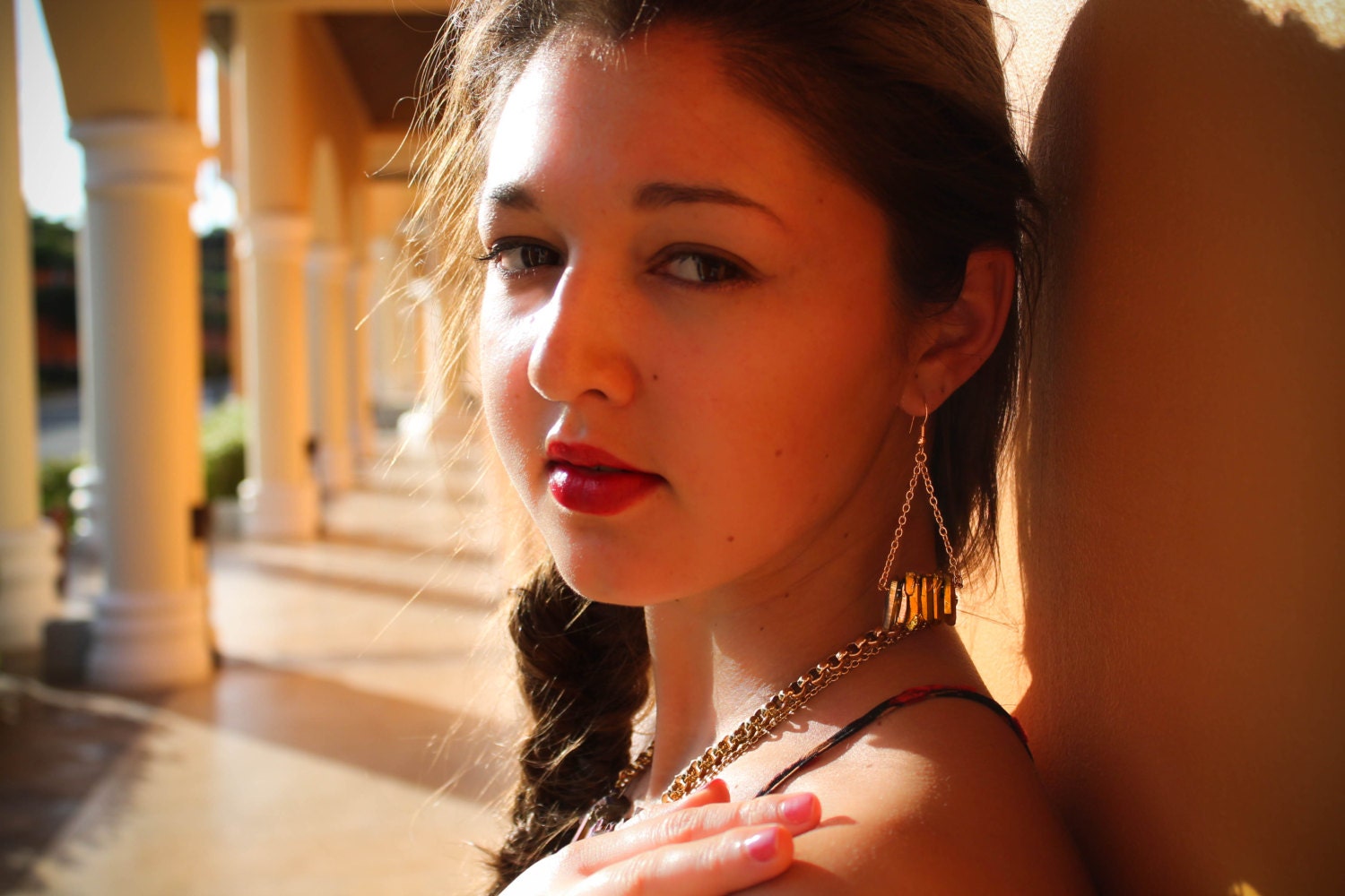 Gold Quartz Point Earrings