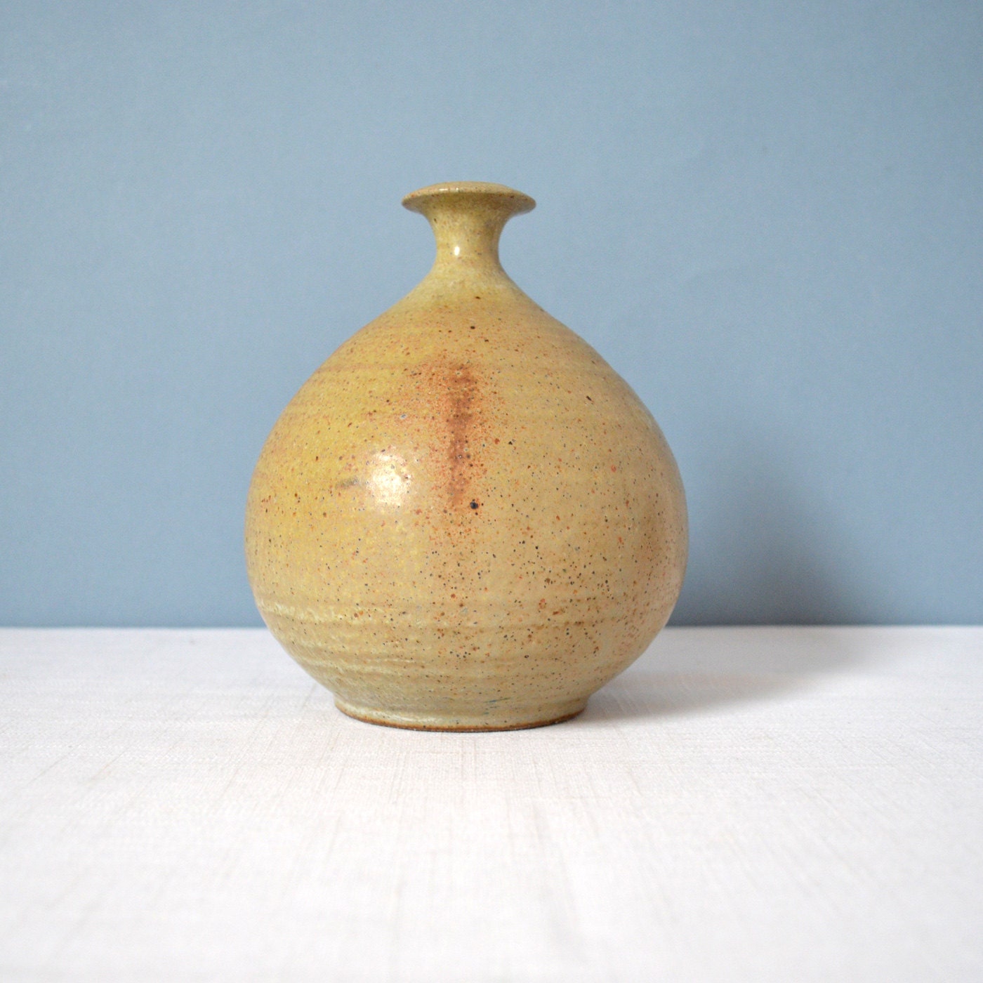 Vintage Round Stoneware Studio Weed Pot by Bruce Frye