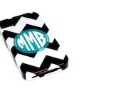 FAT Chevron with Techron Personalized Monogrammed Case - Black n Teal