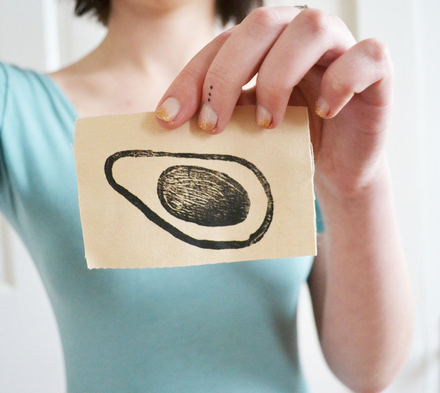 Avocado Patch Handmade Linocut mini patch