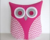 stuffed owl pillow, plush owl pillow, decorative pink pillow, accent owl pillow, pink and white nursery by whimsysweetwhimsy