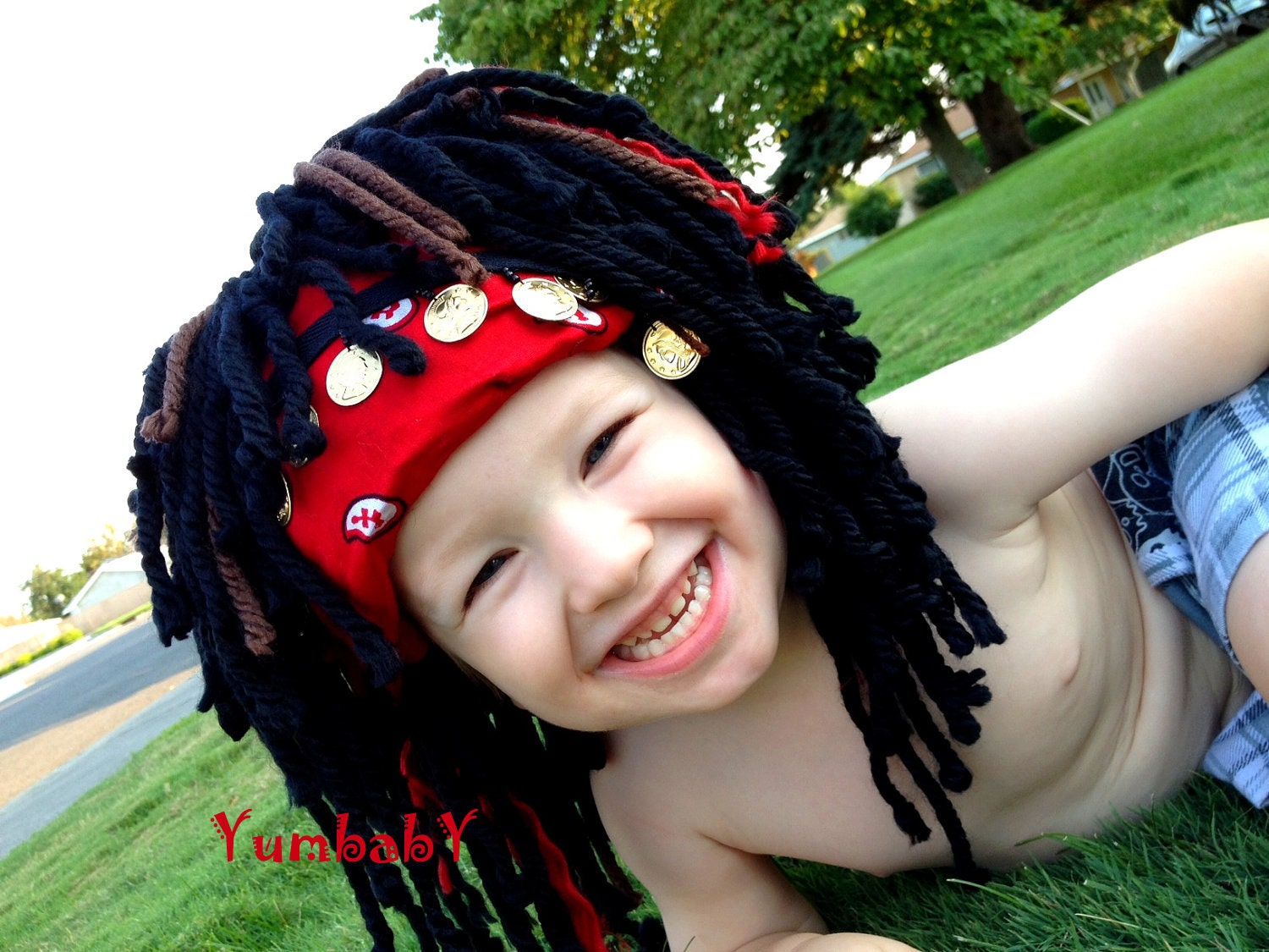 Pirate Wig Boy Halloween Costume 2T 3T Pirates of the Caribbean Inspired Headpeice Costume Wig Boy Costume Wig Boy Photo Prop Pirate Hat