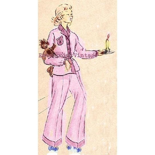 Plus Size (or any size) Pyjamas Vintage Sewing Pattern - PDF - Pattern No 117 Milagros