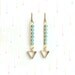 NEW Turquoise Arrow earrings - with rhinestones and a brass triangle
