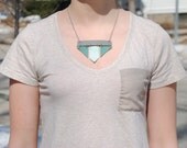Color blocked leather necklace