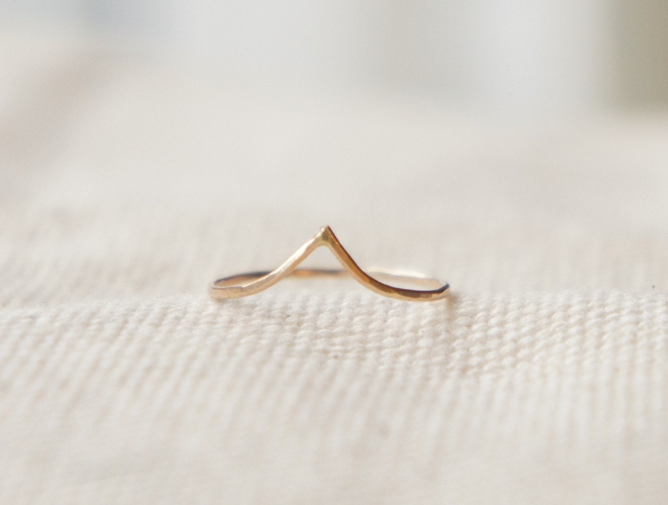 Hammered Curved Pointy chevron ring- 14k Gold Filled stack skinny ring- made to order- modern minimalist jewelry