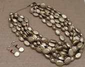 Faux Gold Statement Multi-Strand Necklace & Earring Set