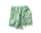 Pippi's Mint Green Crochet Pareo Summer Sarong Scarf Beach Cover-up Swim wrap Wrap Skirt Flowery, Floral, Summer Fashion - pippisLongstockings