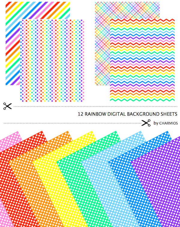Rainbow Digital Background Sheets - Spring Collection - Party Printables - Digital Downloads Il_170x135